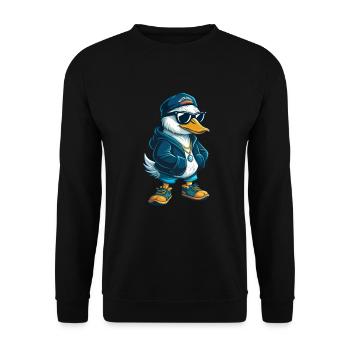 Gans Cool Cartoon Figur Kawaii Clipart - Unisex Pullover - Schwarz - Vorne - Alina (178cm) & Michal (187cm)