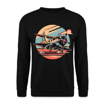 Propeller Plane Portrait - Unisex Sweatshirt - black - Front - Alina (178cm) & Michal (187cm)