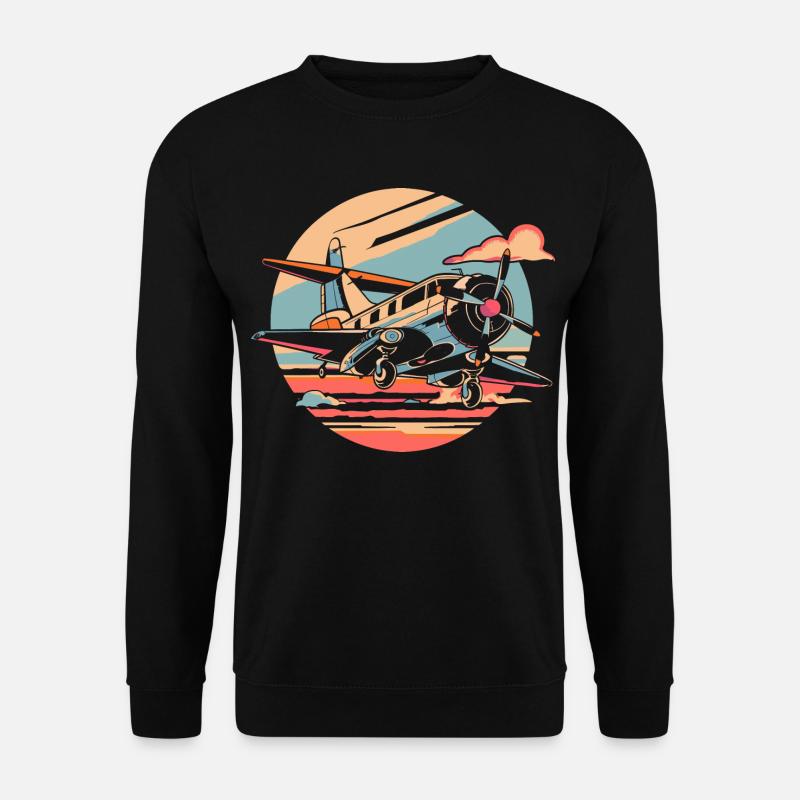 Propellerflugzeug Porträt - Unisex Pullover - Schwarz