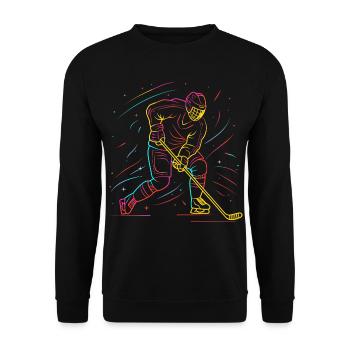 Eishockeyspieler Line Art - Unisex Pullover - Schwarz - Vorne - Alina (178cm) & Michal (187cm)