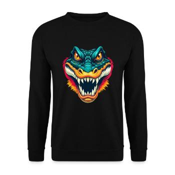 Crocodile Cute Kawaii Cartoon Clipart Animal Face - Unisex Sweatshirt - black - Front - Alina (178cm) & Michal (187cm)