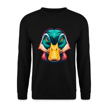 Duck Cute Kawaii Cartoon Clipart Animal Face - Unisex Sweatshirt - black - Front - Alina (178cm) & Michal (187cm)