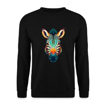 Zebra Cute Kawaii Cartoon Clipart Animal Face - Unisex Sweatshirt - black - Front - Alina (178cm) & Michal (187cm)