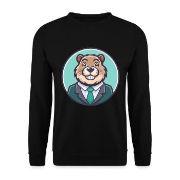 Castor Kawaii Dessin animé Personnage Animal Visage D’animal - Sweat-shirt Unisexe - noir - Devant - Alina (178cm) & Michal (187cm)