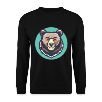 Ours Kawaii Dessin animé Personnage Animal Animal Visage - Sweat-shirt Unisexe - noir - Devant - Alina (178cm) & Michal (187cm)