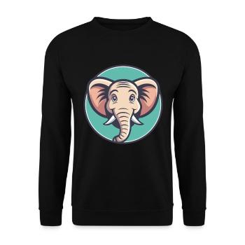 Elephant Kawaii Cartoon Character Animal Pet Face - Unisex Sweatshirt - black - Front - Alina (178cm) & Michal (187cm)
