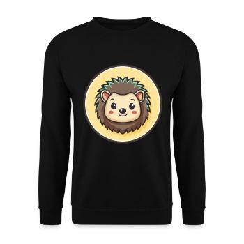 Igel Kawaii Cartoon Figur Tier Haustier Gesicht - Unisex Pullover - Schwarz - Vorne - Alina (178cm) & Michal (187cm)