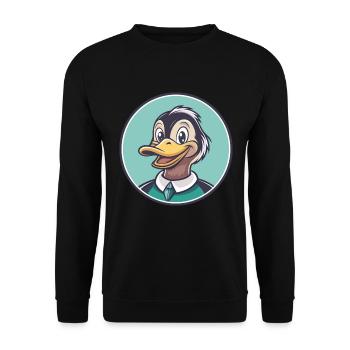 Canard Kawaii Dessin Animé Personnage Animal Animal Visage - Sweat-shirt Unisexe - noir - Devant - Alina (178cm) & Michal (187cm)