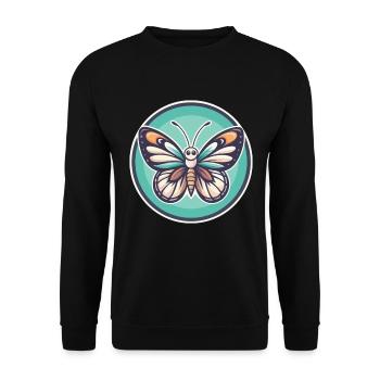 papillon kawaii dessin animé personnage animal visage d’animal - Sweat-shirt Unisexe - noir - Devant - Alina (178cm) & Michal (187cm)