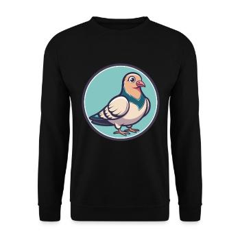 Dove Kawaii Cartoon Character Animal Pet Face - Unisex Sweatshirt - black - Front - Alina (178cm) & Michal (187cm)