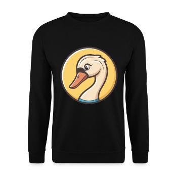 Swan Kawaii Cartoon Character Animal Pet Face - Unisex Sweatshirt - black - Front - Alina (178cm) & Michal (187cm)