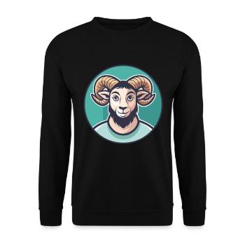 Ram Kawaii Cartoon Character Animal Pet Face - Unisex Sweatshirt - black - Front - Alina (178cm) & Michal (187cm)