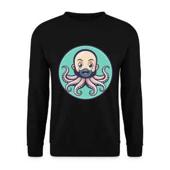 Octopus Kawaii Cartoon Character Animal Pet Face - Unisex Sweatshirt - black - Front - Alina (178cm) & Michal (187cm)