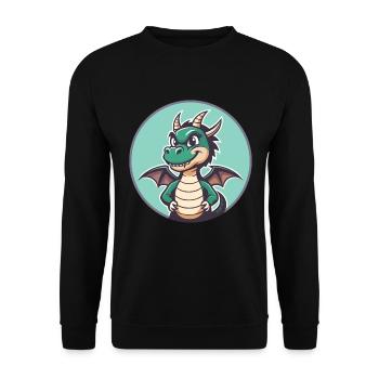 Dragon Kawaii Cartoon Character Animal Pet Face - Unisex Sweatshirt - black - Front - Alina (178cm) & Michal (187cm)