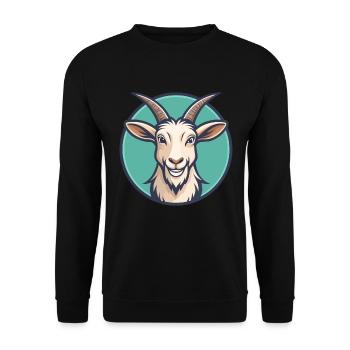 Goat Kawaii Cartoon Character Animal Pet Face - Unisex Sweatshirt - black - Front - Alina (178cm) & Michal (187cm)