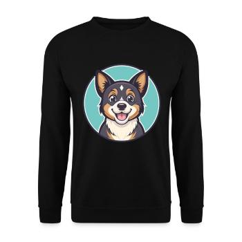 Dog Kawaii Cartoon Character Animal Pet Face - Unisex Sweatshirt - black - Front - Alina (178cm) & Michal (187cm)