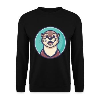 loutre kawaii dessin animé personnage animal visage d’animal - Sweat-shirt Unisexe - noir - Devant - Alina (178cm) & Michal (187cm)