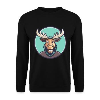 Moose Kawaii Cartoon Character Animal Pet Face - Unisex Sweatshirt - black - Front - Alina (178cm) & Michal (187cm)