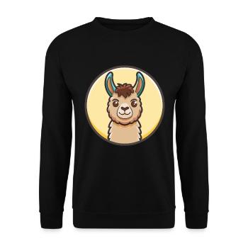 Llama Kawaii Cartoon Character Animal Pet Face - Unisex Sweatshirt - black - Front - Alina (178cm) & Michal (187cm)