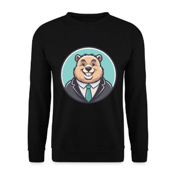 Murmeltier Kawaii Cartoon Figur Tier Haustier Gesicht - Unisex Pullover - Schwarz - Vorne - Alina (178cm) & Michal (187cm)