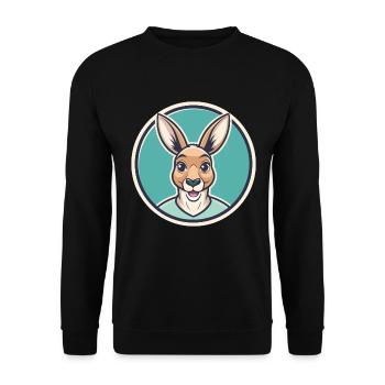 Kangourou Kawaii Dessin animé Personnage Animal Visage D’animal - Sweat-shirt Unisexe - noir - Devant - Alina (178cm) & Michal (187cm)
