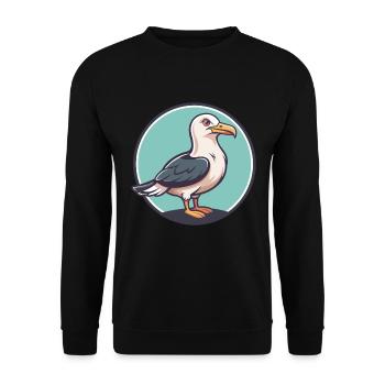 Seagull Kawaii Cartoon Character Animal Pet Face - Unisex Sweatshirt - black - Front - Alina (178cm) & Michal (187cm)