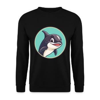 Orca Kawaii Dessin animé Personnage Animal Animal Visage - Sweat-shirt Unisexe - noir - Devant - Alina (178cm) & Michal (187cm)