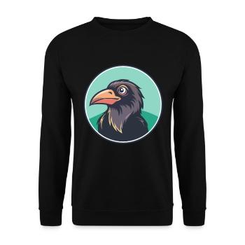 Raven Kawaii Cartoon Character Animal Pet Face - Unisex Sweatshirt - black - Front - Alina (178cm) & Michal (187cm)