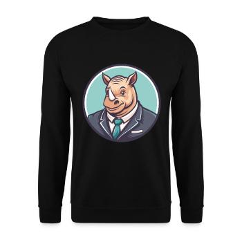 rhinocéros kawaii dessin animé personnage animal visage d’animal de compagnie - Sweat-shirt Unisexe - noir - Devant - Alina (178cm) & Michal (187cm)