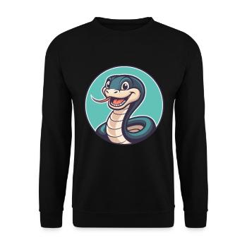 Serpent Kawaii Dessin animé Personnage Animal Animal Visage - Sweat-shirt Unisexe - noir - Devant - Alina (178cm) & Michal (187cm)