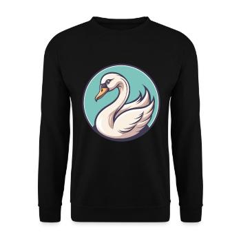 Swan Kawaii Cartoon Character Animal Pet Face - Unisex Sweatshirt - black - Front - Alina (178cm) & Michal (187cm)