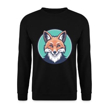 Fox Kawaii Cartoon Character Animal Pet Face - Unisex Sweatshirt - black - Front - Alina (178cm) & Michal (187cm)