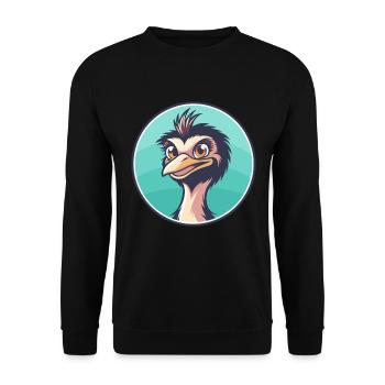 Emu Kawaii Dessin animé Personnage Animal Animal Visage - Sweat-shirt Unisexe - noir - Devant - Alina (178cm) & Michal (187cm)