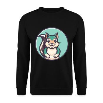 Squirrel Kawaii Cartoon Character Animal Pet Face - Unisex Sweatshirt - black - Front - Alina (178cm) & Michal (187cm)