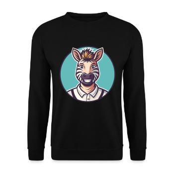 Zebra Kawaii Cartoon Character Animal Pet Face - Unisex Sweatshirt - black - Front - Alina (178cm) & Michal (187cm)