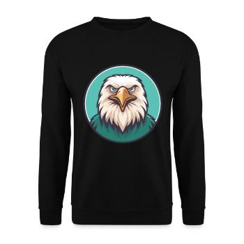 Eagle Kawaii Cartoon Character Animal Pet Face - Unisex Sweatshirt - black - Front - Alina (178cm) & Michal (187cm)