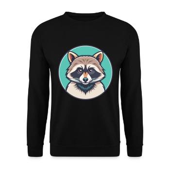 Raccoon Kawaii Cartoon Character Animal Pet Face - Unisex Sweatshirt - black - Front - Alina (178cm) & Michal (187cm)