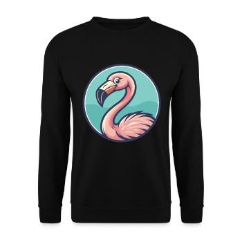 Flamingo Kawaii Cartoon Character Animal Pet Face - Unisex Sweatshirt - black - Front - Alina (178cm) & Michal (187cm)