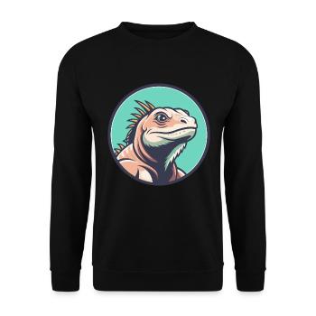 Iguana Kawaii Cartoon Character Animal Pet Face - Unisex Sweatshirt - black - Front - Alina (178cm) & Michal (187cm)