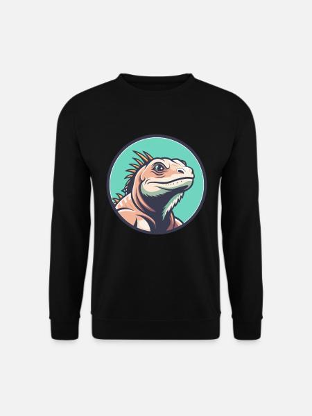 Leguan Kawaii Cartoon Figur Tier Haustier Gesicht - Unisex Pullover - Schwarz