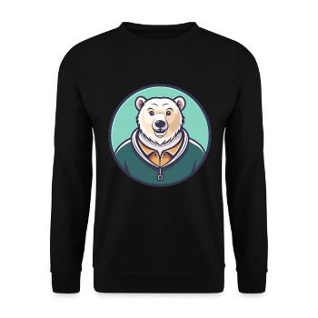 Eisbär Kawaii Cartoon Figur Tier Gesicht - Unisex Pullover - Schwarz - Vorne - Alina (178cm) & Michal (187cm)