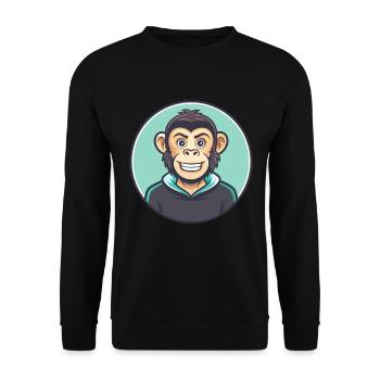 Monkey Kawaii Cartoon Character Animal Pet Face - Unisex Sweatshirt - black - Front - Alina (178cm) & Michal (187cm)