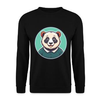 Panda Kawaii Cartoon Character Animal Pet Face - Unisex Sweatshirt - black - Front - Alina (178cm) & Michal (187cm)