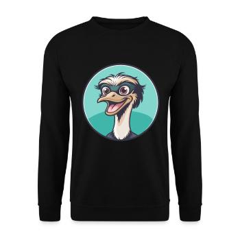 Ostrich Kawaii Cartoon Character Animal Pet Face - Unisex Sweatshirt - black - Front - Alina (178cm) & Michal (187cm)