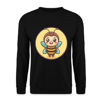 Abeille Kawaii Dessin Animé Personnage Animal Animal Visage - Sweat-shirt Unisexe - noir - Devant - Alina (178cm) & Michal (187cm)