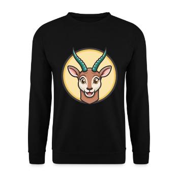 Antelope Kawaii Cartoon Character Animal Pet Face - Unisex Sweatshirt - black - Front - Alina (178cm) & Michal (187cm)