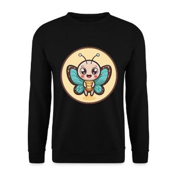 Butterfly Kawaii Cartoon Character Animal Pet Face - Unisex Sweatshirt - black - Front - Alina (178cm) & Michal (187cm)