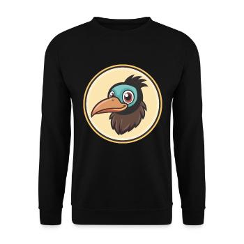 Crow Kawaii Cartoon Character Animal Pet Face - Unisex Sweatshirt - black - Front - Alina (178cm) & Michal (187cm)