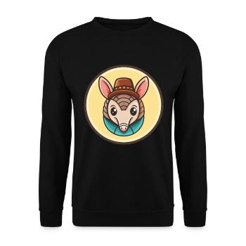 Armadillo Kawaii Cartoon Character Animal Pet Face - Unisex Sweatshirt - black - Front - Alina (178cm) & Michal (187cm)