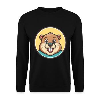 Beaver Kawaii Cartoon Character Animal Pet Face - Unisex Sweatshirt - black - Front - Alina (178cm) & Michal (187cm)